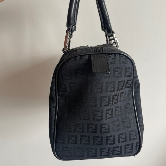 Authentic Fendi Canvas Boston Bag with Leather Trim - Picture 2 of 6